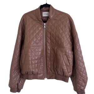Mayson The Label Faux Leather Quilted Bomber Jacket M/L